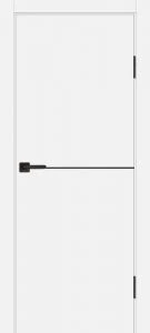 Межкомнатная дверь P-19 AL черный молдинг Белый матовый