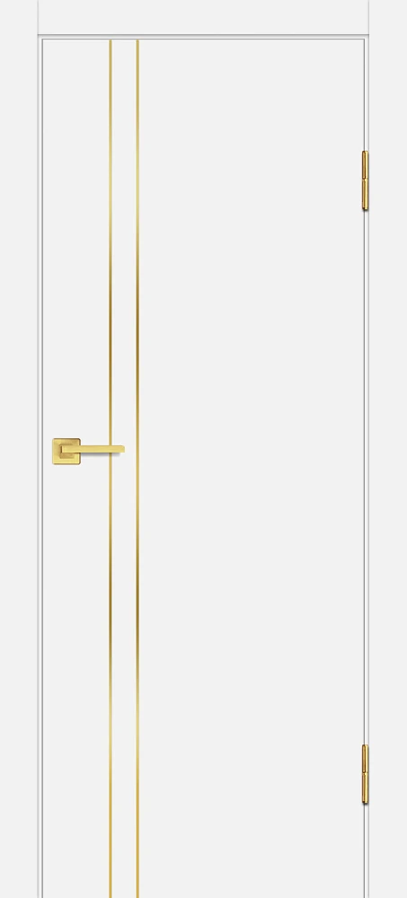 Фото Межкомнатная дверь P-20 AL золотой молдинг Белый матовый