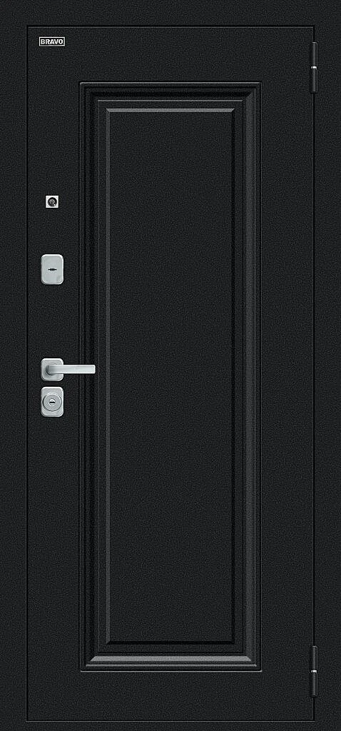 Фото Входная дверь Флэш МФ/BChrome Букле черное/Bianco Melinga BR6197 внешняя сторона