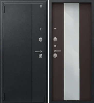 Дверь A-04 черный сатин - лиственница тёмная зеркало