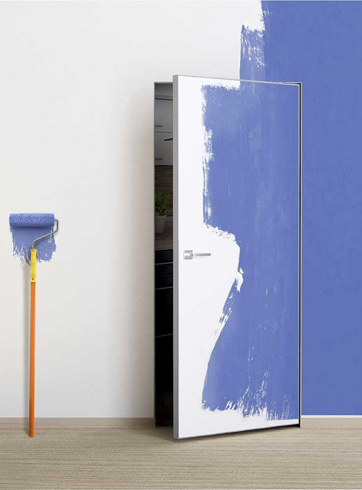 Фото Межкомнатная дверь PX-0 Invisible кромка AL мат. с 4-х ст. белый грунт