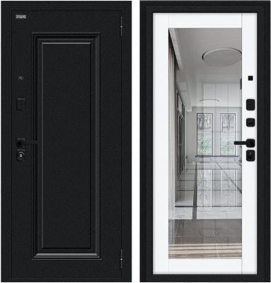 Дверь Браво Флэш МФ/SBlack Букле черное/White Silk