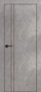 Межкомнатная дверь PX-20  черная кромка с 4-х ст. Серый бетон