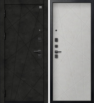 Дверь V-16 Черный муар + Бетон темный - Бетон светлый